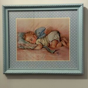 ‘Bottoms Up’ Framed Print By Maud Tousey Fangel 15x13 Baby Boy Nursery